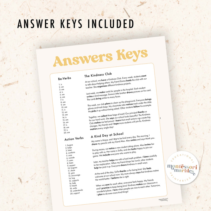 Kindness Verbs Worksheet