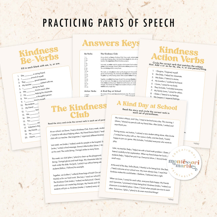 Kindness Verbs Worksheet