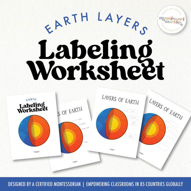 Earth layers labeling worksheet for geology and handwriting practice