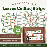 Fall leaf cutting strips for scissor skills practice — ages 3-6