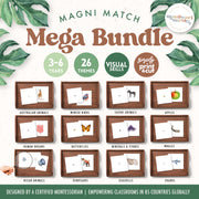 Magnifying glass matching mega-bundle with science and social studies — ages 3-6