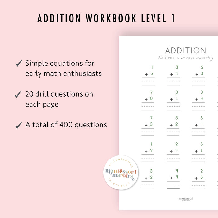 Addition Drills Workbook Bundle