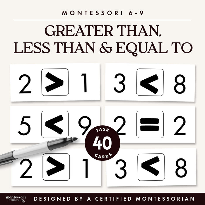 Greater Than, Less Than & Equal To Cards