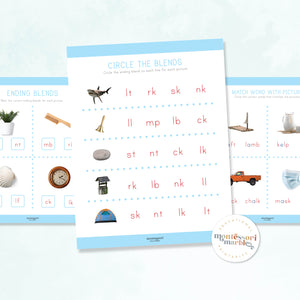 Montessori Blue Series Workbook | Ending Blends