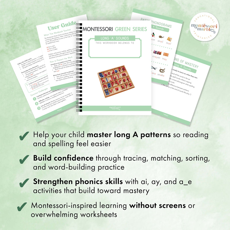 Montessori Green Series Long "A" Workbook