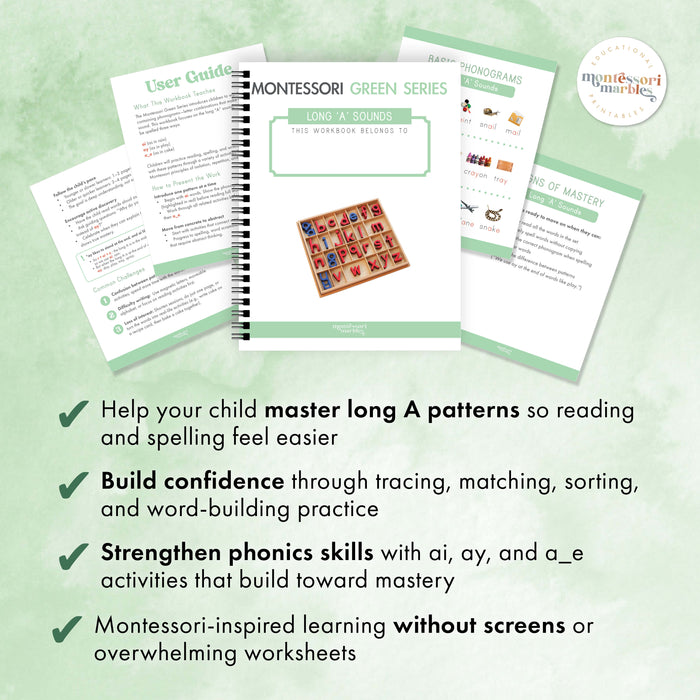 Montessori Green Series Long "A" Workbook