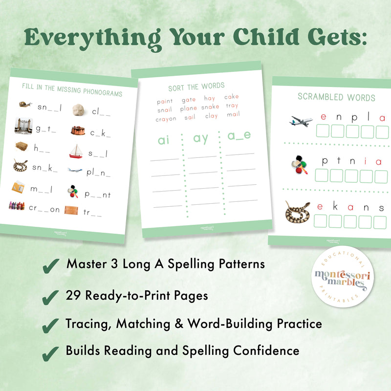 Montessori Green Series Long "A" Workbook