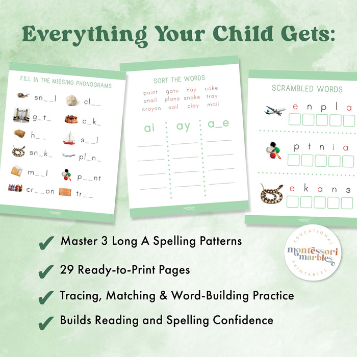 Montessori Green Series Long "A" Workbook