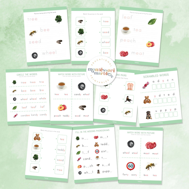 Montessori Green Series Long "E" Workbook