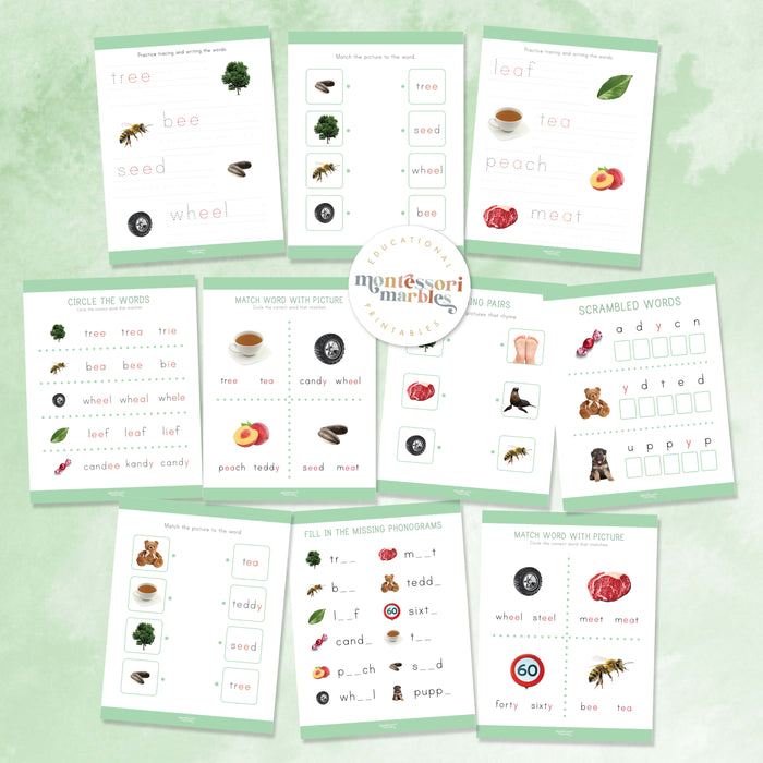 Montessori Green Series Long "E" Workbook
