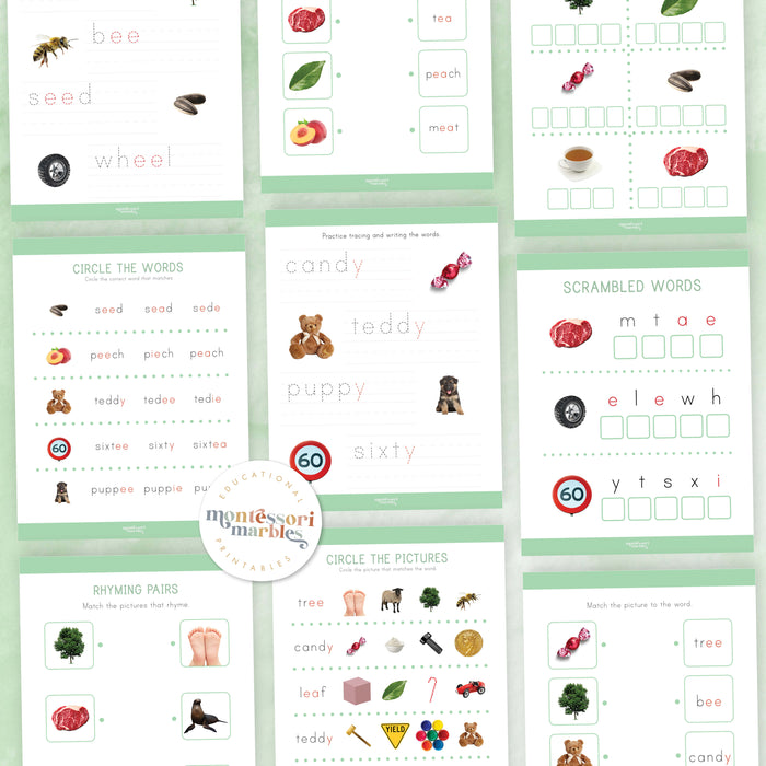 Montessori Green Series Long "E" Workbook