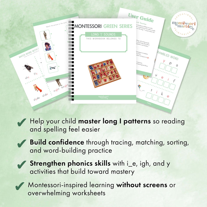 Montessori Green Series Long "I" Workbook