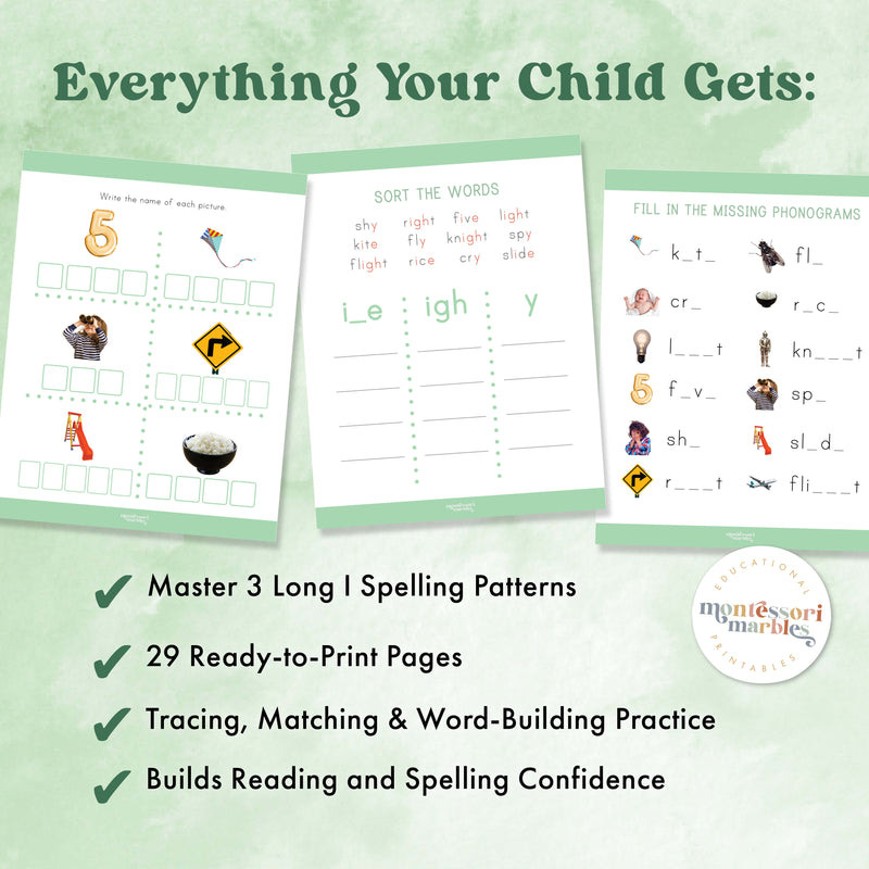Montessori Green Series Long "I" Workbook