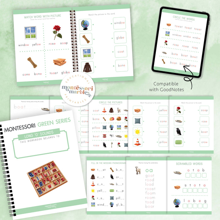 Montessori Green Series Long "O" Workbook