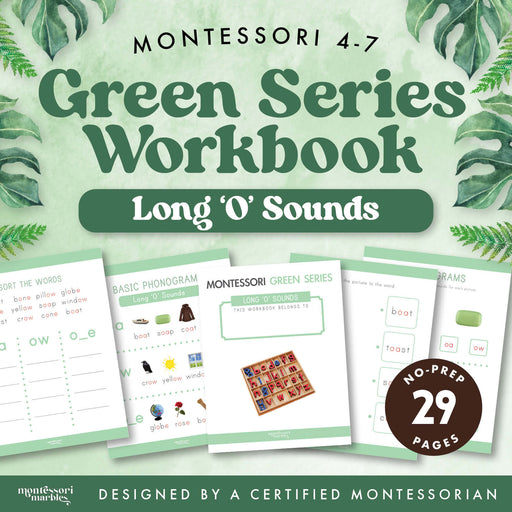 Green Series workbook for long O vowel sound practice — ages 3-6