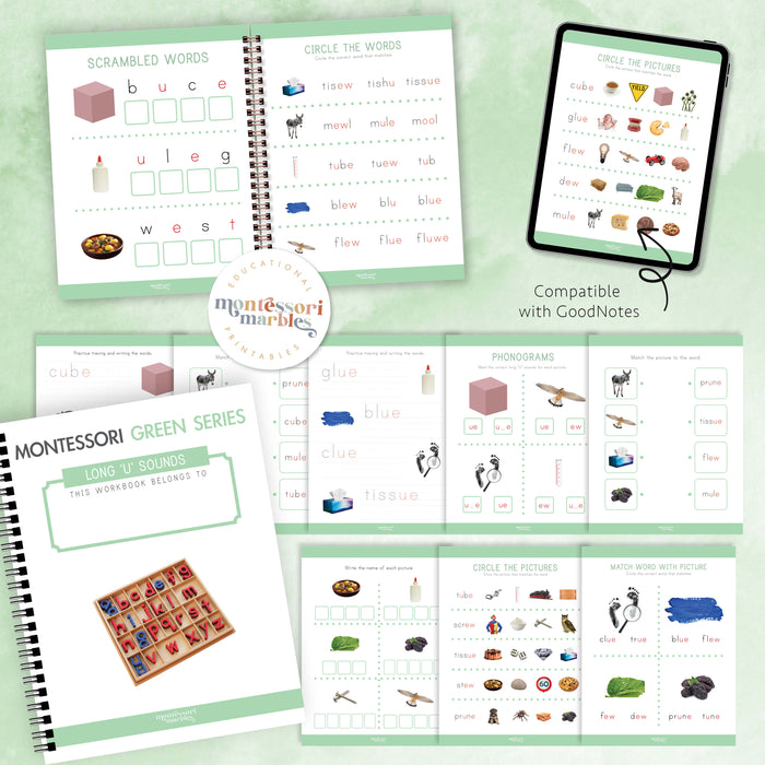 Montessori Green Series Long "U" Workbook