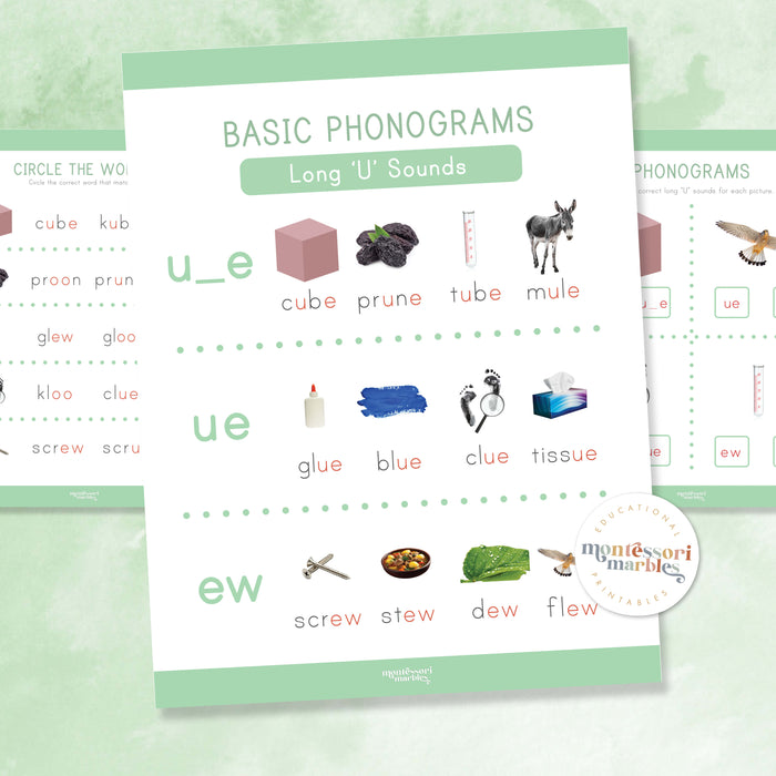 Montessori Green Series Long "U" Workbook