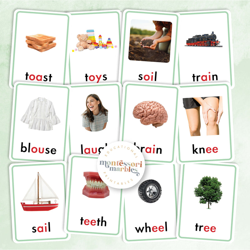 Montessori Green Series 3-Part Cards