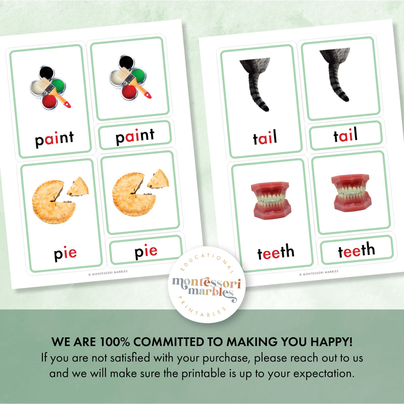 Montessori Green Series 3-Part Cards