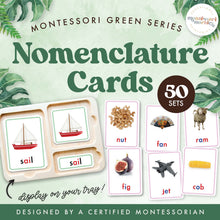 Load image into Gallery viewer, Montessori Green Series Nomenclature Cards
