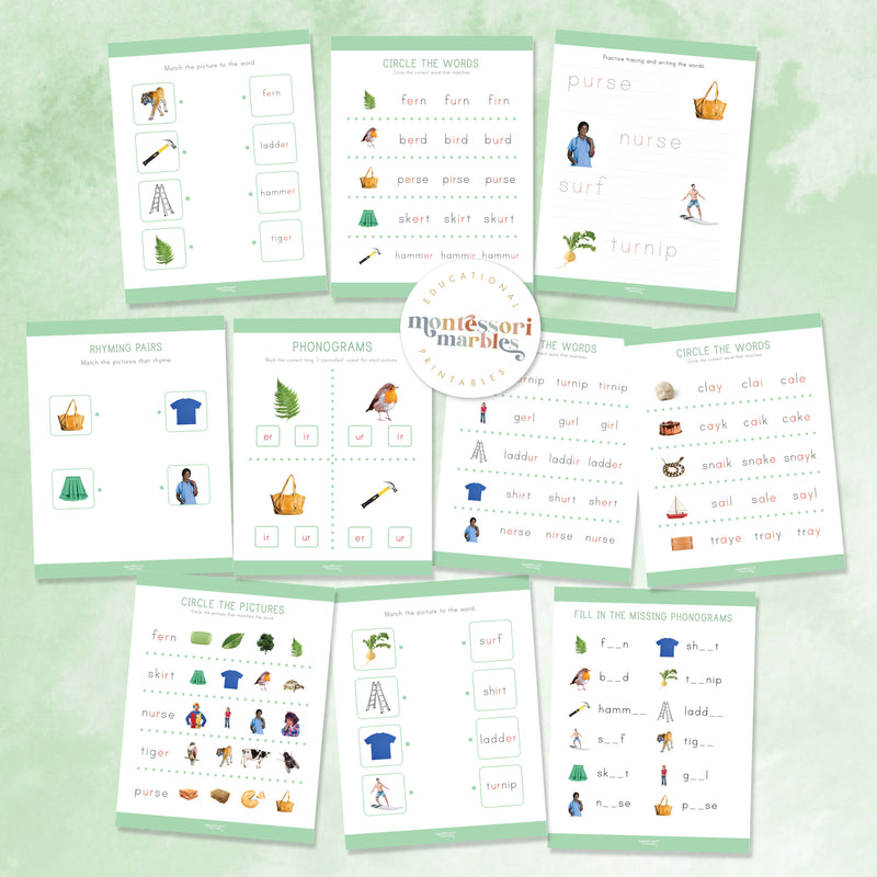 Montessori Green Series R-Controlled Vowels Workbook