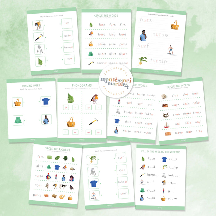 Montessori Green Series R-Controlled Vowels Workbook