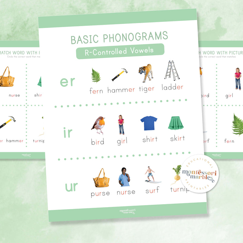 Montessori Green Series R-Controlled Vowels Workbook