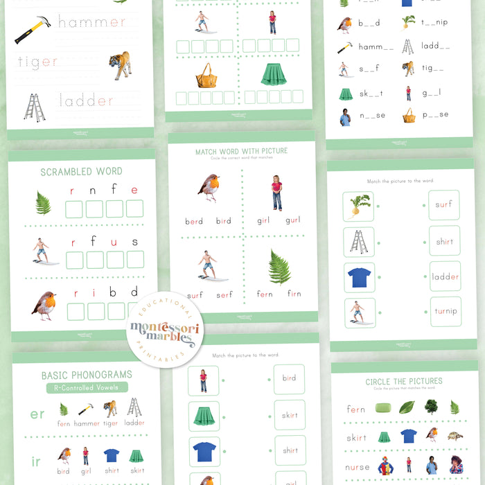Montessori Green Series R-Controlled Vowels Workbook