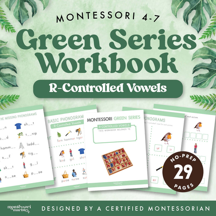 Montessori Green Series R-Controlled Vowels Workbook