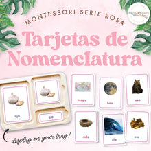 Load image into Gallery viewer, Montessori Serie Rosa Tarjetas de Nomenclatura
