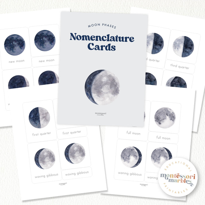 Moon Phases Nomenclature Cards