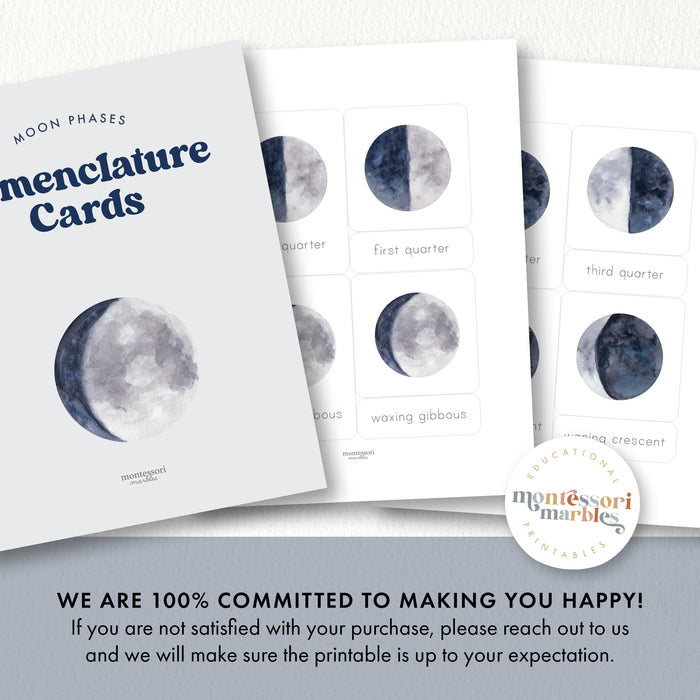 Moon Phases Nomenclature Cards