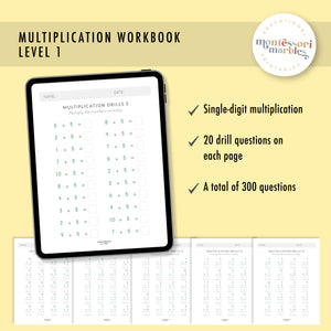 Multiplication Drills Workbook Level 1