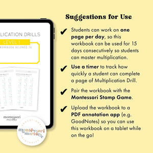 Multiplication Drills Workbook Level 1