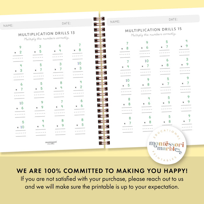Multiplication Drills Workbook Level 1