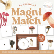 Mushroom magnifying glass matching activity for fall observation