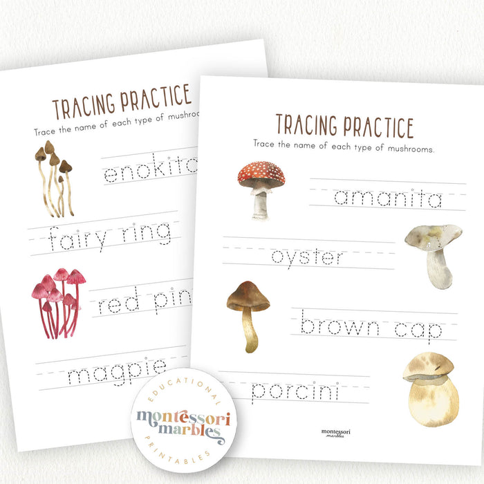 Mushrooms & Fungi Tracing Pages