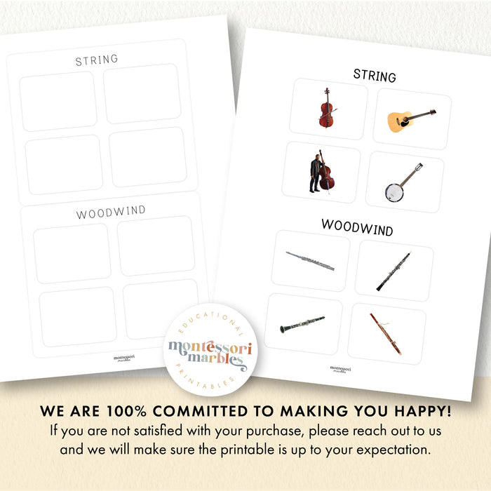 Musical Instruments Sorting Cards