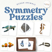Ocean animal symmetry puzzles for visual skills