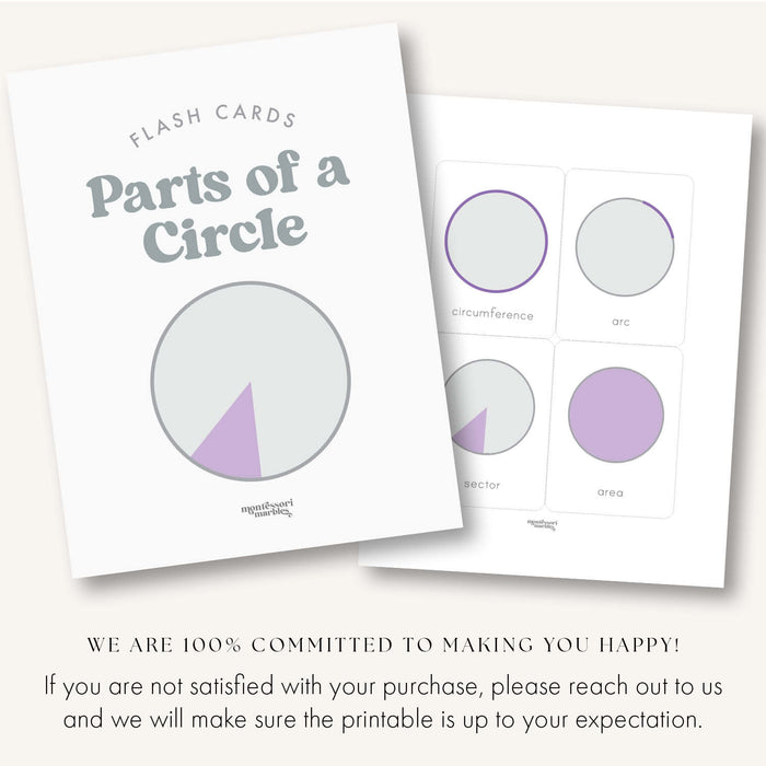 Parts of a Circle Flash Cards
