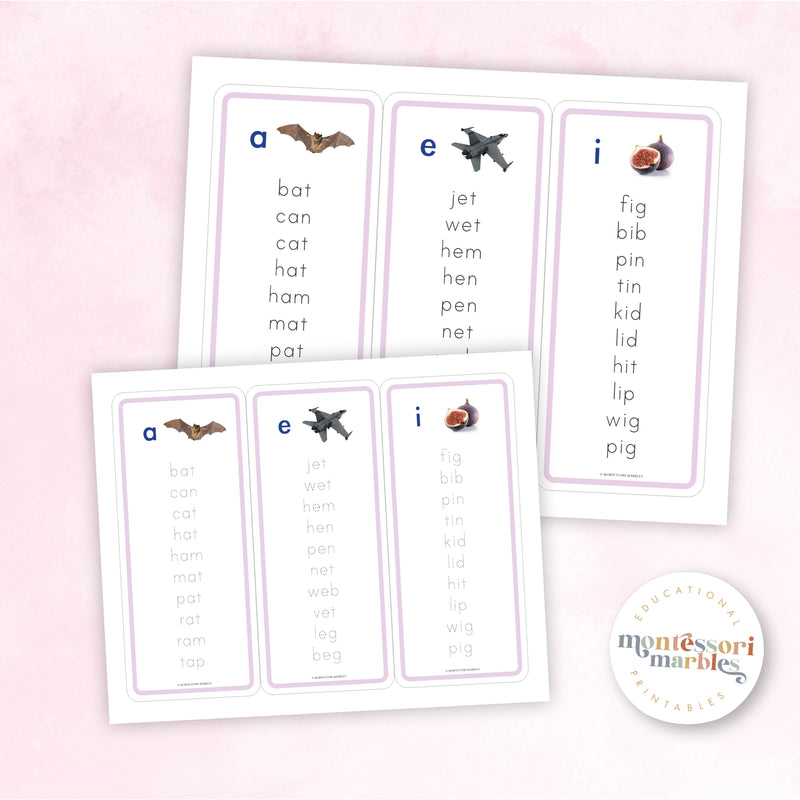 Montessori Language Word List Bundle