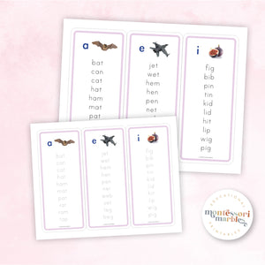 Montessori Pink Series Word Lists
