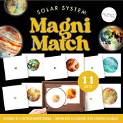 Solar system planets magnifying glass matching activity for space study