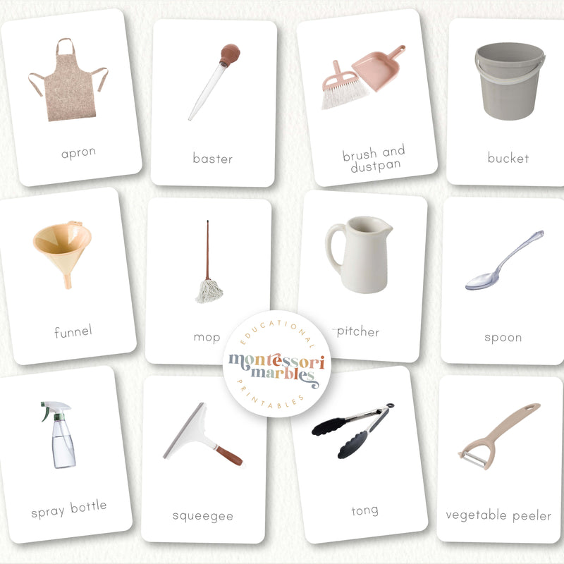 Practical Life Tools 3-Part Cards