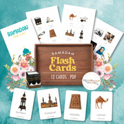 Ramadan holiday flash cards with cultural vocabulary—festival celebration learning