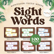 Montessori puzzle words (sight words) for reading — ages 3-6