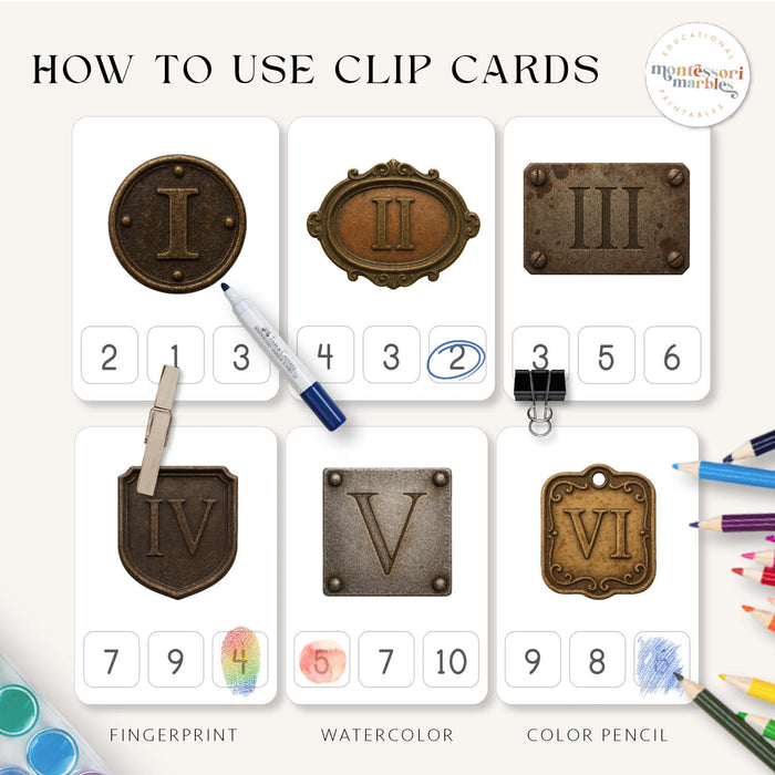 Roman Numerals Clip Cards