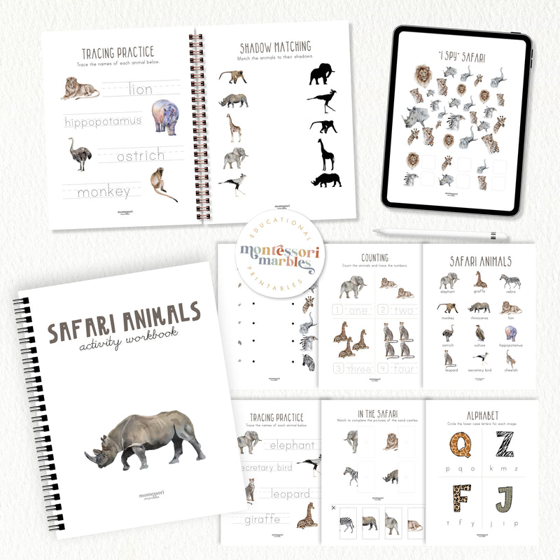 Safari Animals Workbook PreK & Kindergarten
