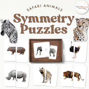 Safari animal symmetry puzzles for visual skills — ages 3-6