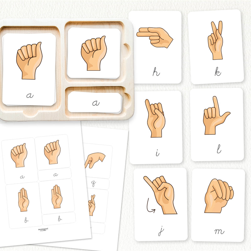 American Sign Language Nomenclature Cards (Cursive)
